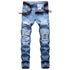 Men's Ripped Jeans Individuality Mid Waisted Jeans Straight Pants